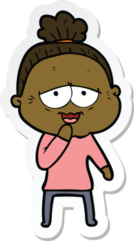 sticker of a cartoon happy old lady png