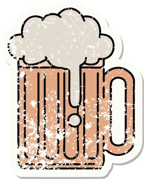 distressed sticker tattoo in traditional style of a beer tankard png