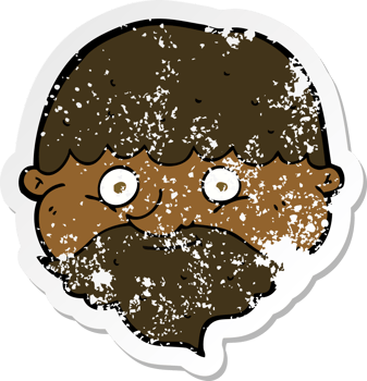 retro distressed sticker of a cartoon bearded man png