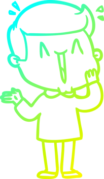 cold gradient line drawing of a cartoon excited man png