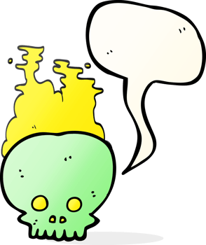 hand drawn speech bubble cartoon steaming skull png