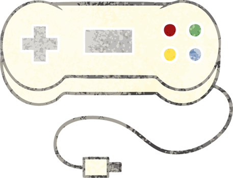 retro illustration style cartoon of a game controller png
