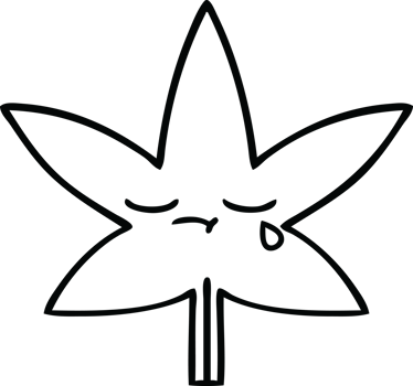 line drawing cartoon of a marijuana leaf png