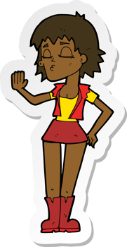 sticker of a cartoon cool girl png
