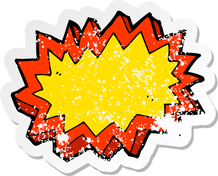 retro distressed sticker of a cartoon explosion symbol drawing png