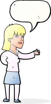 cartoon woman explaining with speech bubble png