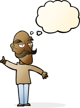 cartoon old man telling story with thought bubble png