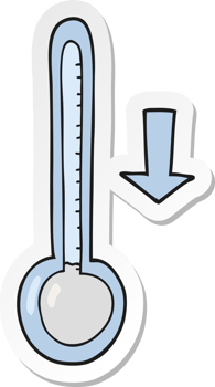 sticker of a cartoon dropping temperature png