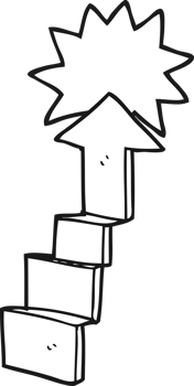 hand drawn black and white cartoon stepping up arrow png