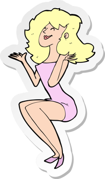 sticker of a cartoon attractive woman sitting png