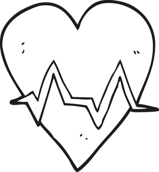hand drawn black and white cartoon heart rate pulse symbol png