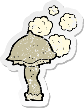 retro distressed sticker of a cartoon mushroom png