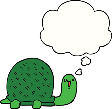cute cartoon turtle with thought bubble png