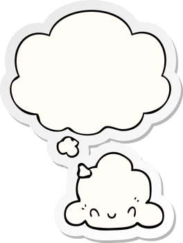 cartoon cloud with thought bubble as a printed sticker png