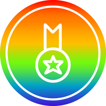 medal award circular icon with rainbow gradient finish png