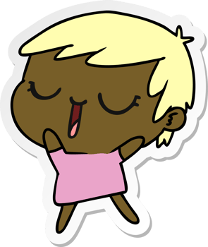 hand drawn sticker cartoon of cute kawaii short haired girl png