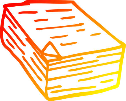 warm gradient line drawing of a cartoon pile of paper png