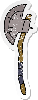 hand drawn distressed sticker cartoon doodle of a medievil axe png