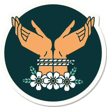 sticker of tattoo in traditional style of hands tied png