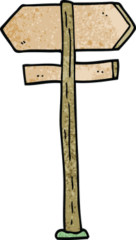 cartoon doodle direction sign png