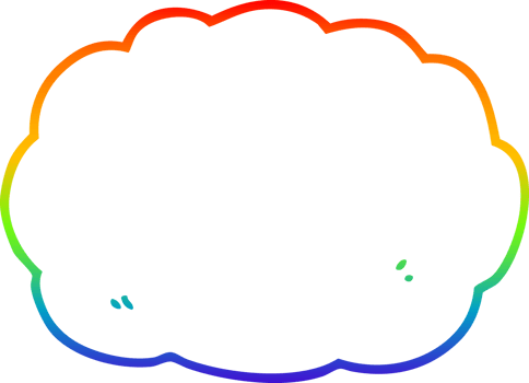 rainbow gradient line drawing of a cartoon cloud png