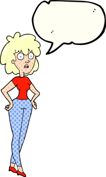 hand drawn comic book speech bubble cartoon surprised woman png