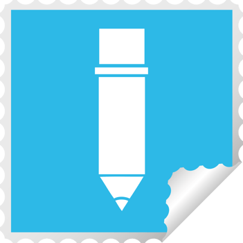 square peeling sticker cartoon of a of a pencil png