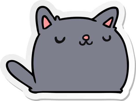 sticker cartoon illustration of cute kawaii cat png