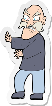 sticker of a cartoon angry old man png