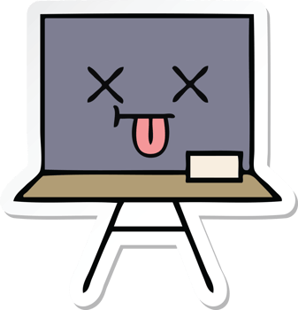 sticker of a cute cartoon chalkboard png