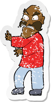 retro distressed sticker of a cartoon angry old man drawing png