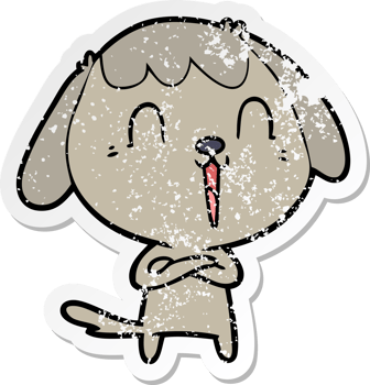 distressed sticker of a cute cartoon dog png