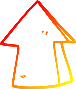 warm gradient line drawing of a cartoon pointing arrow png