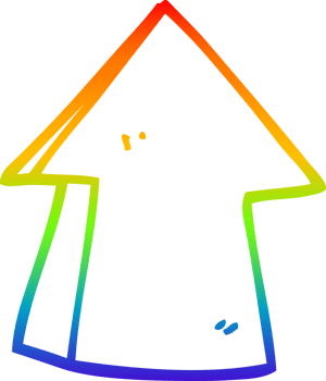 rainbow gradient line drawing cartoon pointing arrow png