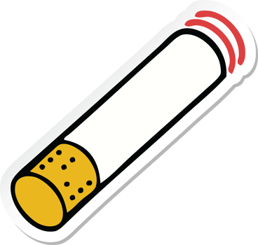 sticker of a cute cartoon cigarette stick png