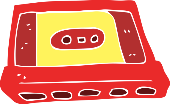 flat color illustration of cassette tape png