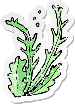 retro distressed sticker of a cartoon seaweed png