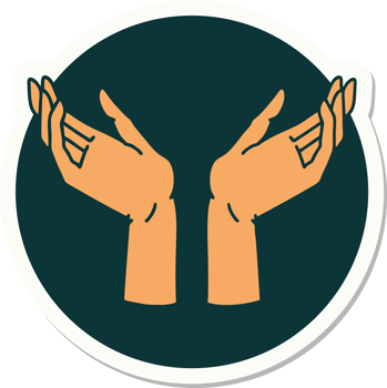 sticker of tattoo in traditional style of open hands png