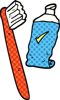 comic book style cartoon tooth brush and paste png