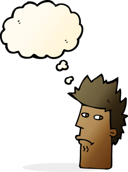 cartoon nervous expression with thought bubble png