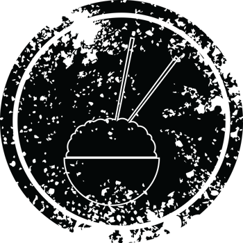 Rice bowl circular distressed symbol   illustration png