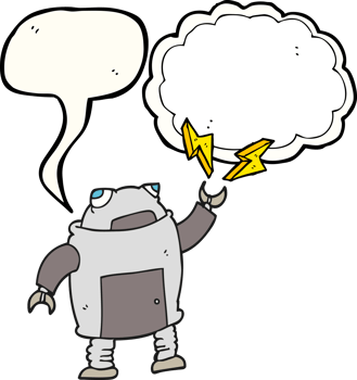 hand drawn speech bubble cartoon robot png