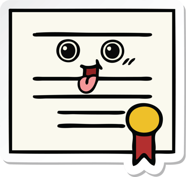 sticker of a cute cartoon graduation diploma png