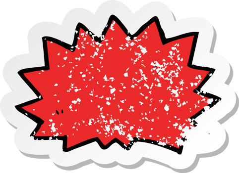 retro distressed sticker of a cartoon comic book explosion png