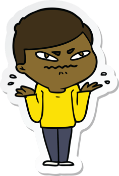 sticker of a cartoon exasperated man png