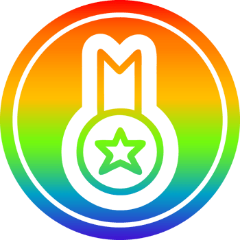 medal award icon with rainbow gradient finish png