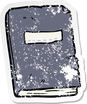 distressed sticker of a cartoon battered old notebook png