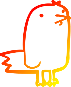 warm gradient line drawing of a cartoon bird png