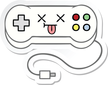 sticker of a cute cartoon game controller png