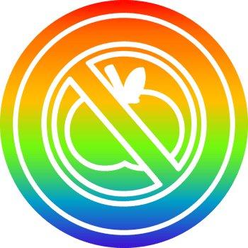 no healthy food circular icon with rainbow gradient finish png